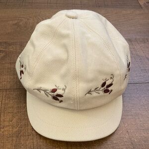 Floral Embroidered Cream Hat